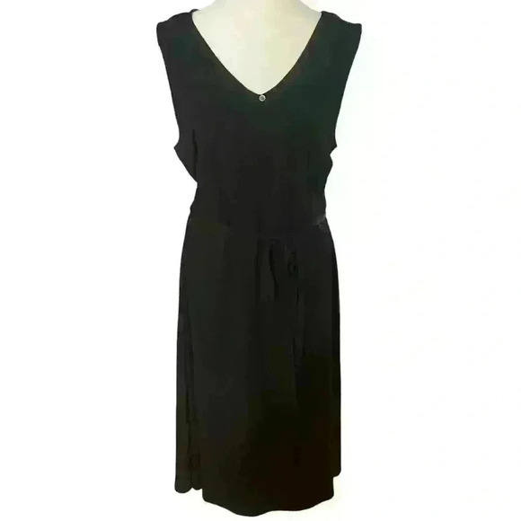 J Jill Midi Sleeveless V Neck Tie Waist Size L. Black. Casual Spring - Picture 1 of 10